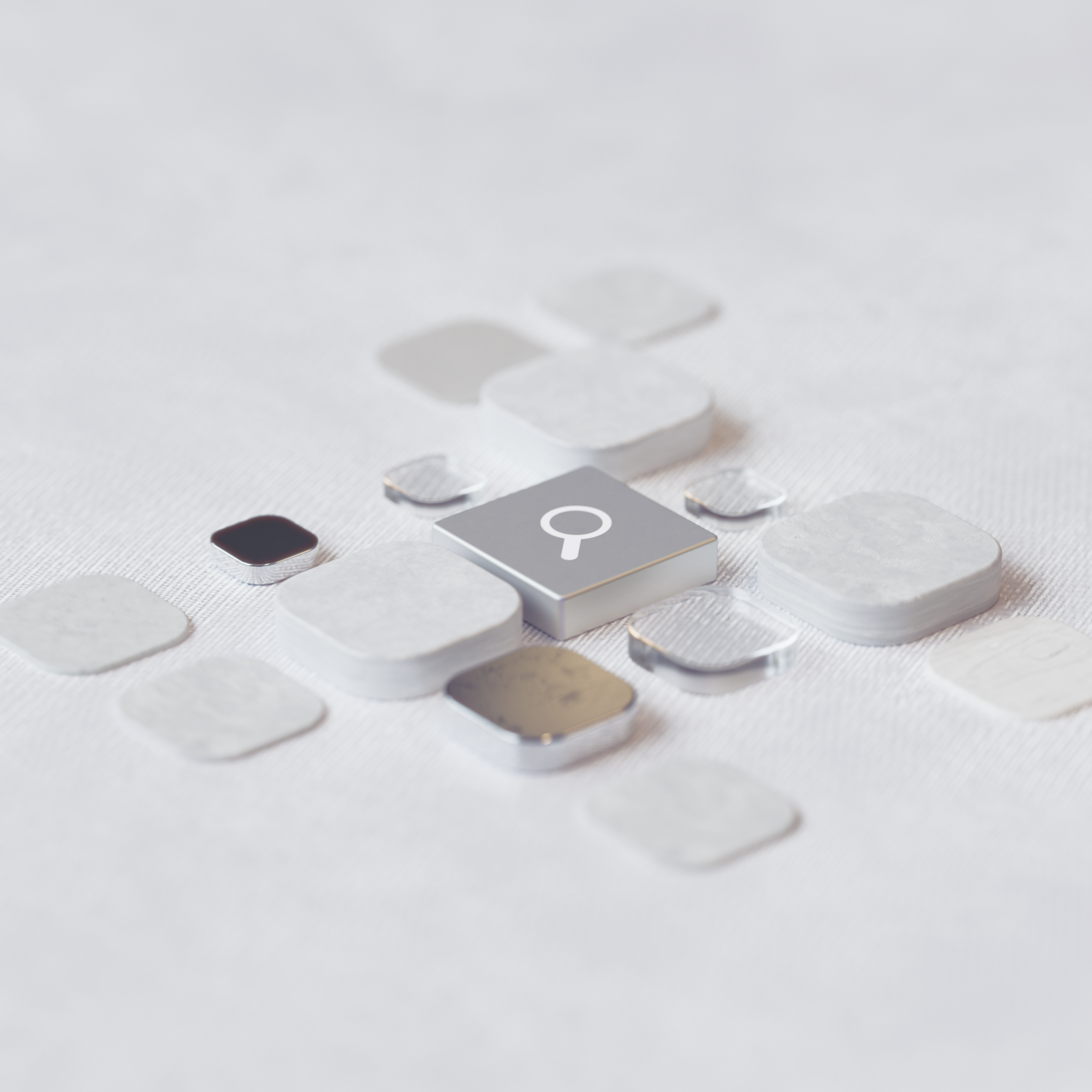 Geometric abstract representation of AI technology with digital elements.